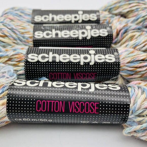 Scheepjes Yarn Lot of 4 Pastel Variegated Cotton Viscose Made in Holland New - Picture 5 of 5